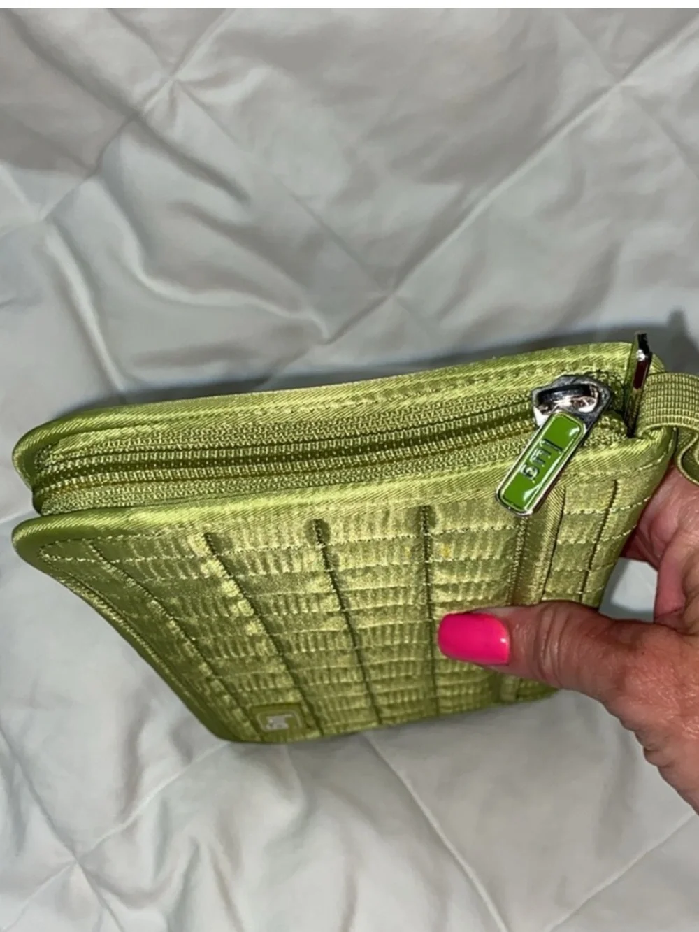 lug Quilted passport and wallet carrier Clutch in Light Green
